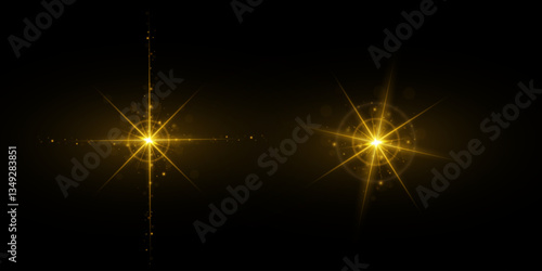 Starbursts with twinkling highlights. Solar flare. Beautiful light effect of flickering highlights. 
