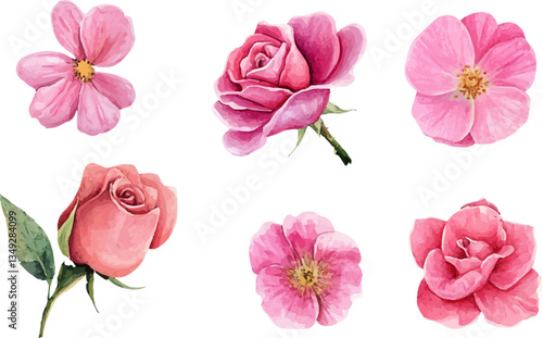 Wallpaper Mural set of pink flowers Torontodigital.ca