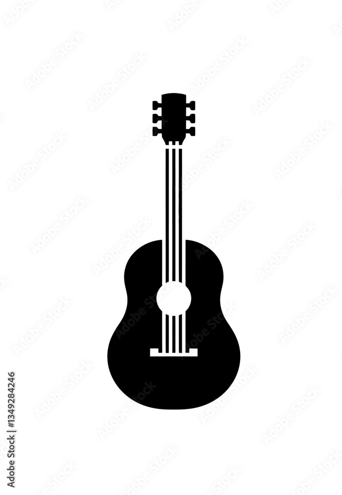 Fototapeta premium Guitar icon vector in black color with white background