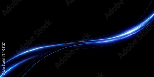 Abstract lines.Neon lines of speed and fast wind. effect of moving at the speed of light. Blue glow effect. Magic shiny line. Neon. Background.	