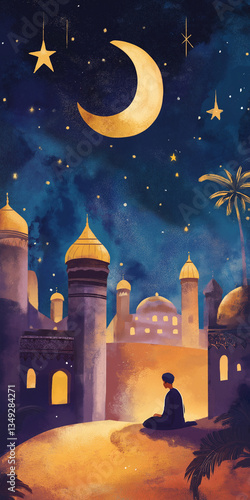Night's architecture reveals a castle tower beneath a moonlit sky