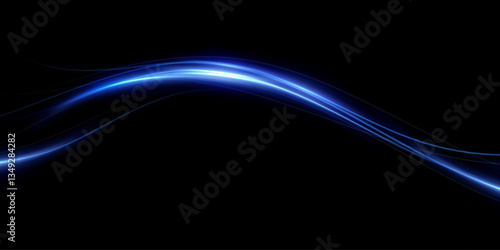 Abstract lines.Neon lines of speed and fast wind. effect of moving at the speed of light. Blue glow effect. Magic shiny line. Neon. Background.	