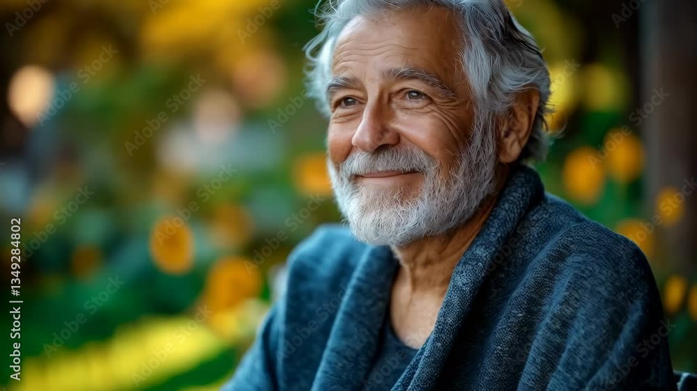 Smiling Elderly Man in Nature Background Smiling Elderly Man in Nature Background