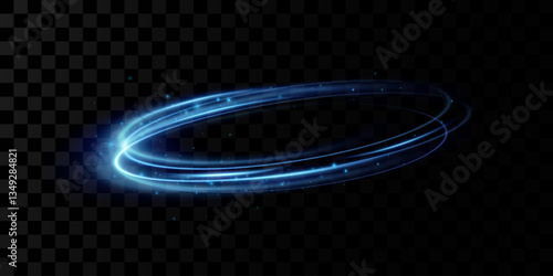 Neon blue magic circle. Futuristic light circle for background. Light frame. Vector. Magic portal.