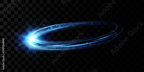 Neon blue magic circle. Futuristic light circle for background. Light frame. Vector. Magic portal.