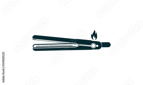 Hair straightener icon vector in black color with white background.