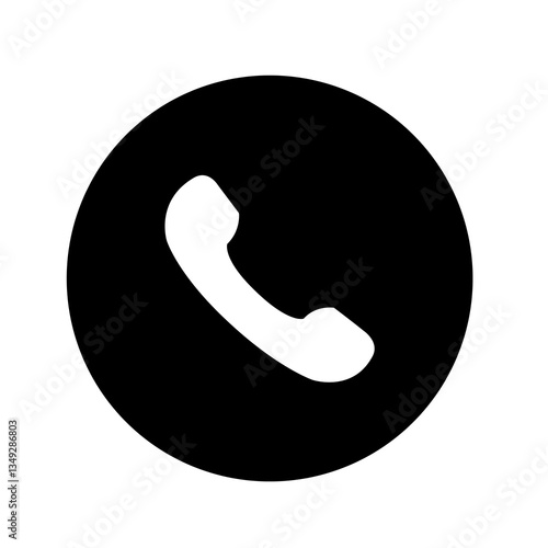 black telephone icon on the white colouer background