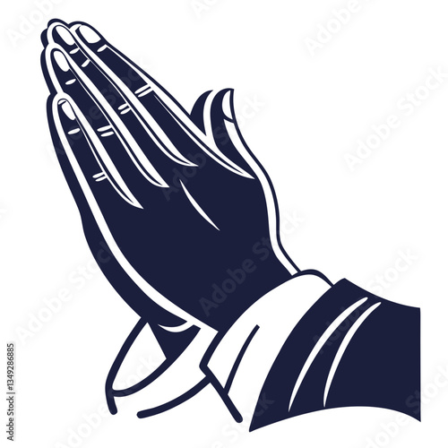 Praying Hands Symbol Illustration for Faith, Worship, and Religious Art

