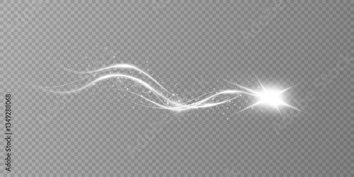 
Sparkling translucent comet bokeh. Special white Christmas effect on transparent background