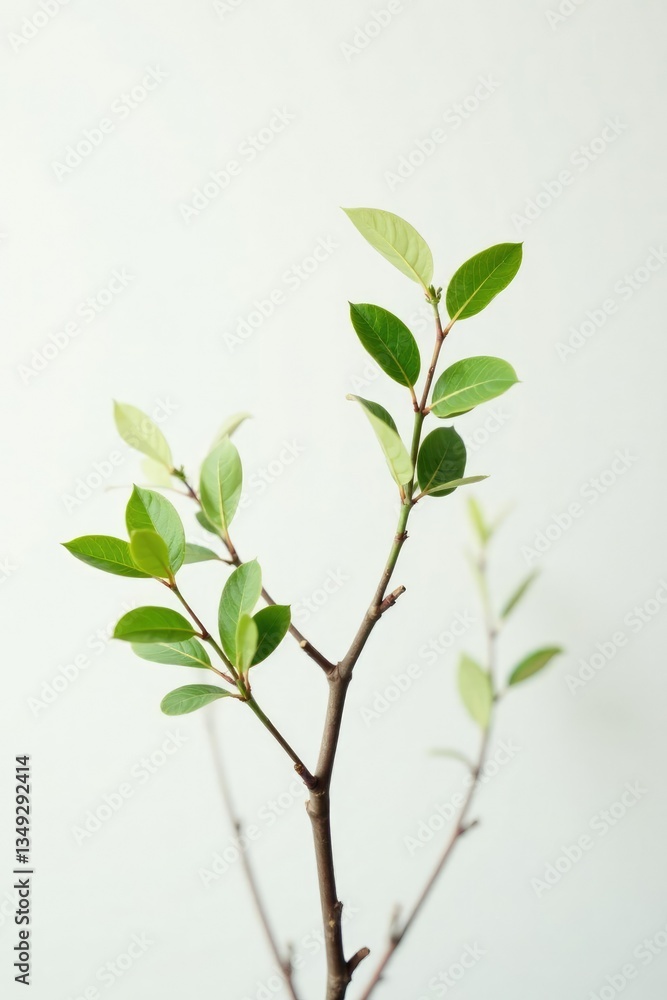 A few branches with leaves in front of a white background, nature, white A few branches with leaves in front of a white background, nature, white