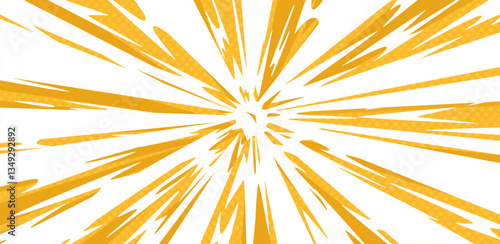 Flash explosion effect yellow background. Comic book style background. Anime style attack impact explosion effect background. Vector illustration.