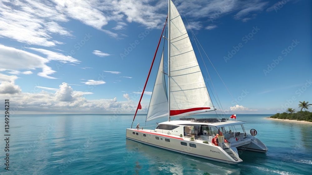 Naklejka premium Sailboat for vacation. 3d design. suitable for vacation. summer and design elements