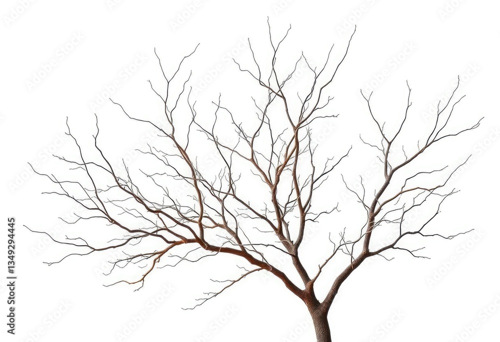 Bare, intricately branched tree limbs isolated against a pure white backdrop, isolated, isolated Bare, intricately branched tree limbs isolated against a pure white backdrop, isolated, isolated