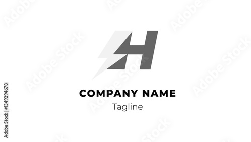 H modern flat design logo with blitz 