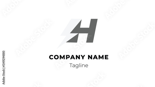 H modern flat design logo with blitz 
