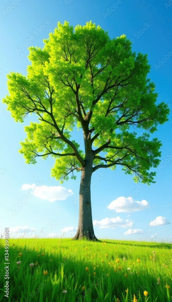 Obraz premium Cajeput tree branches stretching towards the sky in a sunny meadow atmosphere, atmospheric, plant