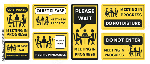 Meeting in progress sign set