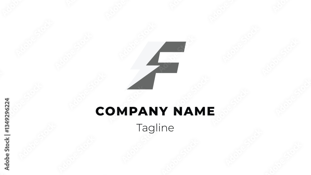 F modern flat design logo with blitz F modern flat design logo with blitz