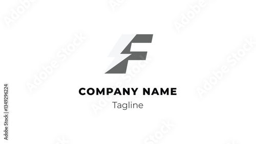 F modern flat design logo with blitz 