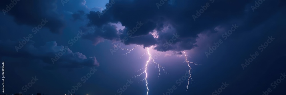 Dark stormy night with dense clouds and lightning flash, weather, shadows, dark sky Dark stormy night with dense clouds and lightning flash, weather, shadows, dark sky