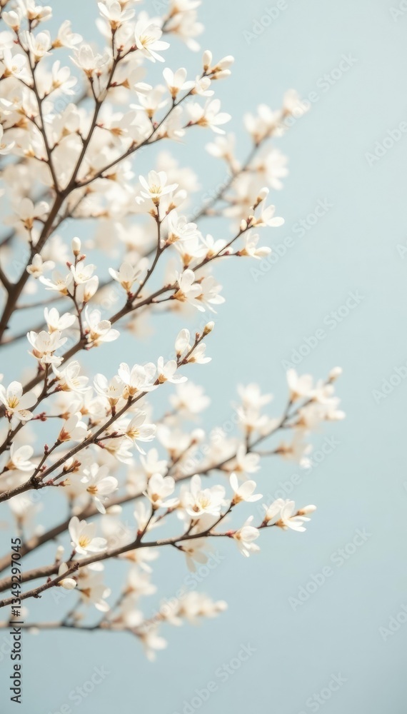 Delicate white tree branches isolated in a soft light, white, foliage Delicate white tree branches isolated in a soft light, white, foliage