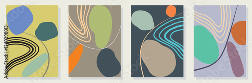 Set of abstract minimalist digital artwork illustrations for wall decoration, postcard, poster, brochure cover design and others.
