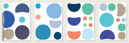 Set of abstract minimalist digital artwork illustrations for wall decoration, postcard, poster, brochure cover design and others.
