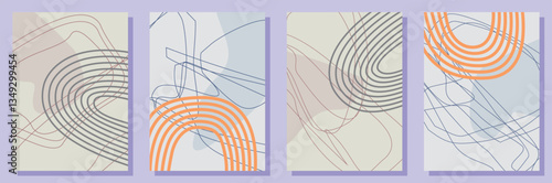 Set of abstract minimalist digital artwork illustrations for wall decoration, postcard, poster, brochure cover design and others.
