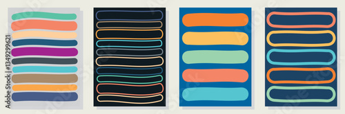 Set of abstract minimalist digital artwork illustrations for wall decoration, postcard, poster, brochure cover design and others.
