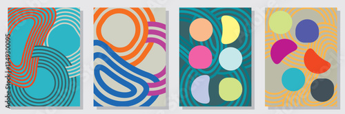 Set of abstract minimalist digital artwork illustrations for wall decoration, postcard, poster, brochure cover design and others.
