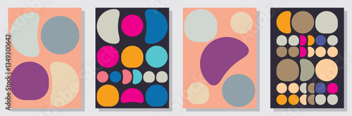 Set of abstract minimalist digital artwork illustrations for wall decoration, postcard, poster, brochure cover design and others.
