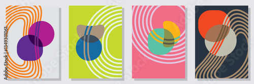 Set of abstract minimalist digital artwork illustrations for wall decoration, postcard, poster, brochure cover design and others.
