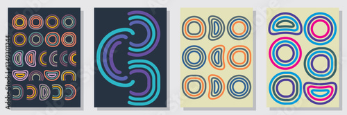 Set of abstract minimalist digital artwork illustrations for wall decoration, postcard, poster, brochure cover design and others.
