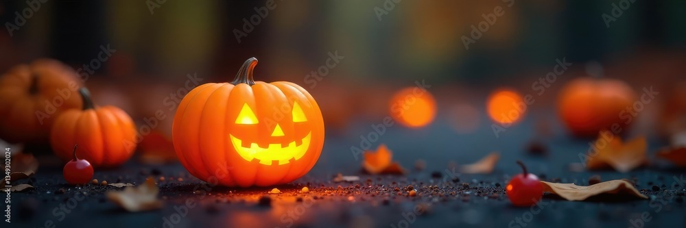 Petite citrouille jaune ?clair?e par de minuscules lanternes cerises, small pumpkins, glowing, orange light Petite citrouille jaune ?clair?e par de minuscules lanternes cerises, small pumpkins, glowing, orange light
