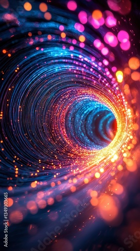 A luminous colorful tunnel with streaks of light creating a visual effect