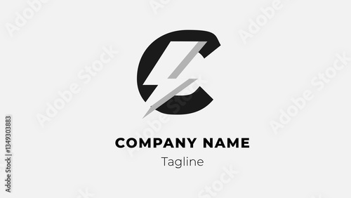 C modern flat design logo with blitz 