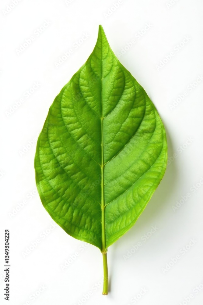 Simple yet striking isolated leaf on white background showcasing its form, leaf shapes, nature elements, detail photography Simple yet striking isolated leaf on white background showcasing its form, leaf shapes, nature elements, detail photography