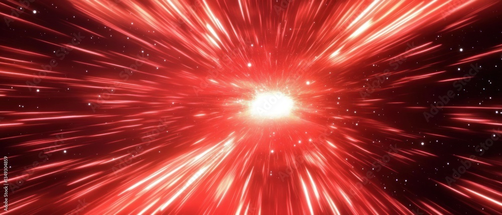 Vibrant red cosmic explosion with light rays in a starry backdrop Vibrant red cosmic explosion with light rays in a starry backdrop