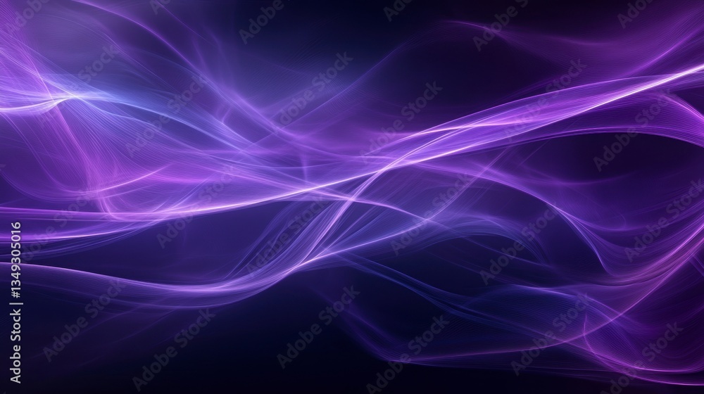 Fototapeta premium Abstract purple and blue wave pattern on dark background.
