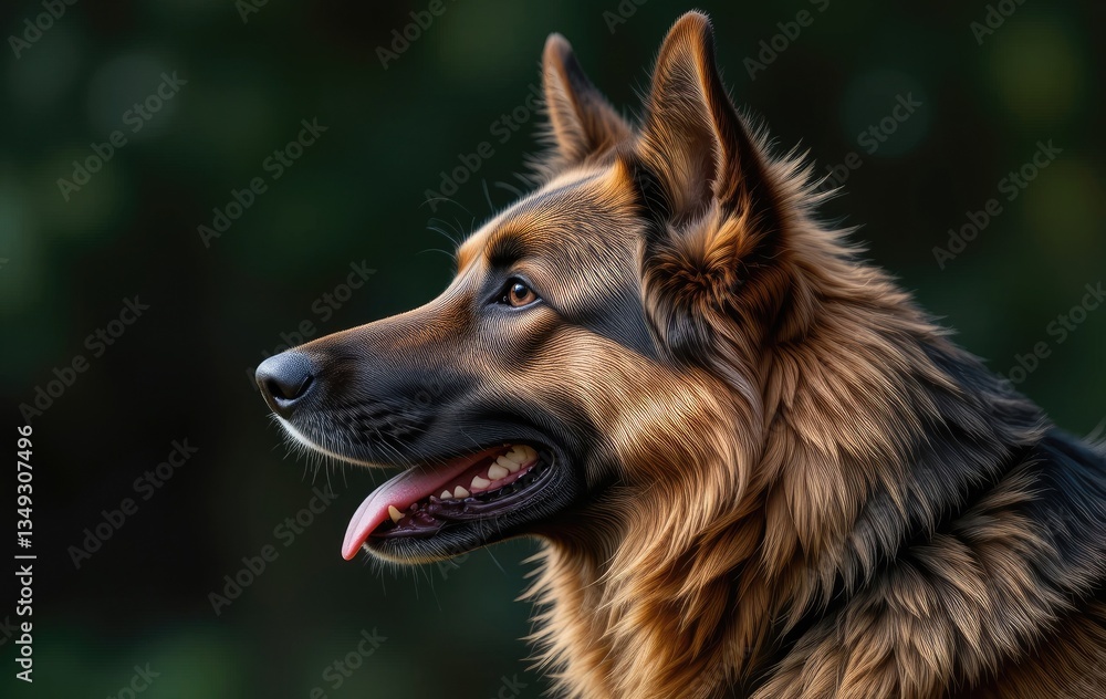 German Shepherd Side Profile with Open Mouth and Tongue Out German Shepherd Side Profile with Open Mouth and Tongue Out