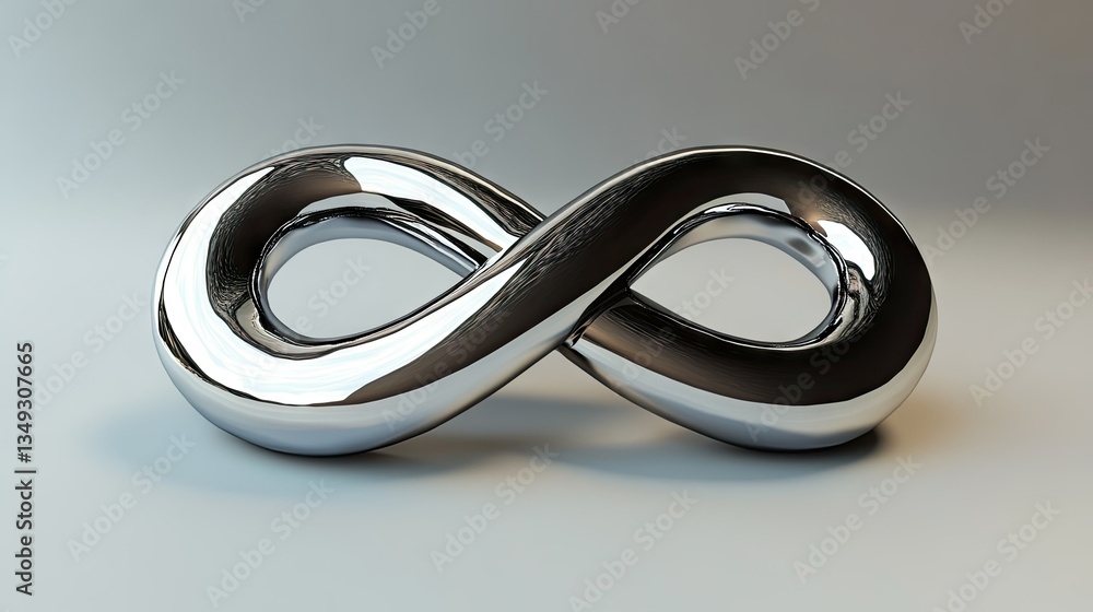 A metallic infinity symbol with a sleek, polished surface, set against a minimalistic background, representing endless connection and timeless elegance. A metallic infinity symbol with a sleek, polished surface, set against a minimalistic background, representing endless connection and timeless elegance.