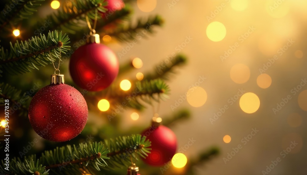 Sparkling ornaments hang from a luxurious golden tree on a festive backdrop, shine, sparkles Sparkling ornaments hang from a luxurious golden tree on a festive backdrop, shine, sparkles