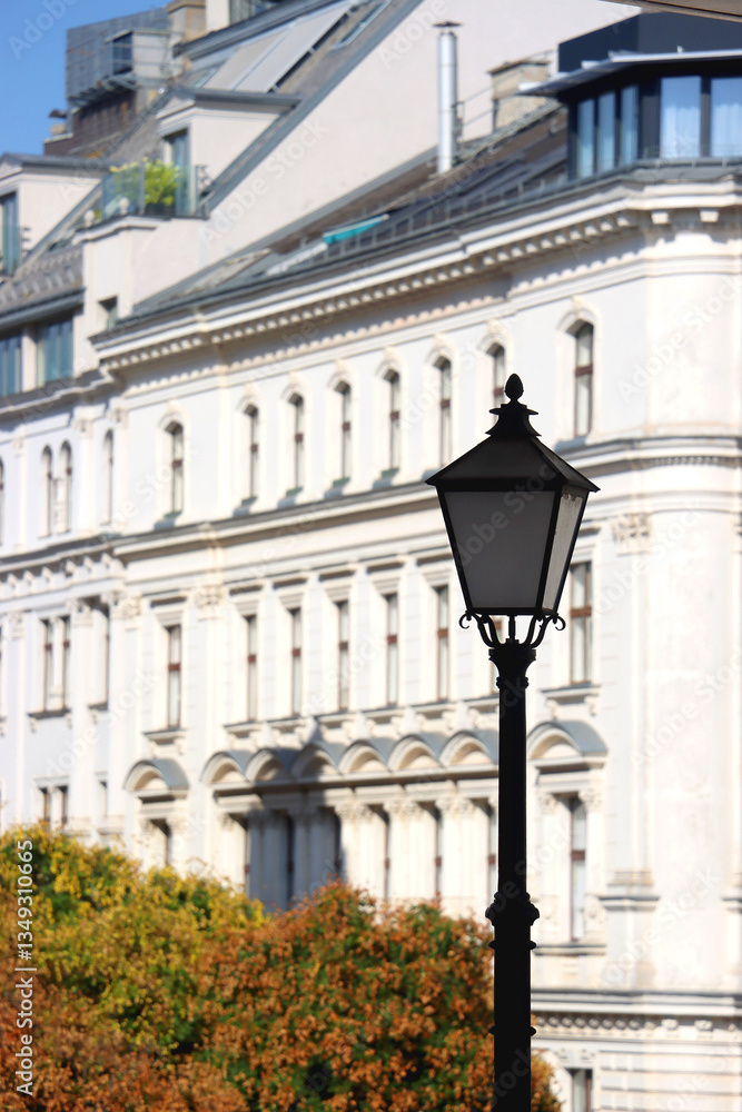 Beautiful classic architectural details on the streets of Vienna, Austria.