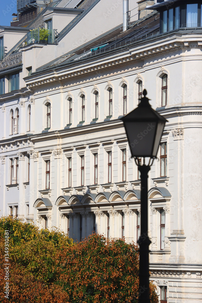 Beautiful classic architectural details on the streets of Vienna, Austria.
