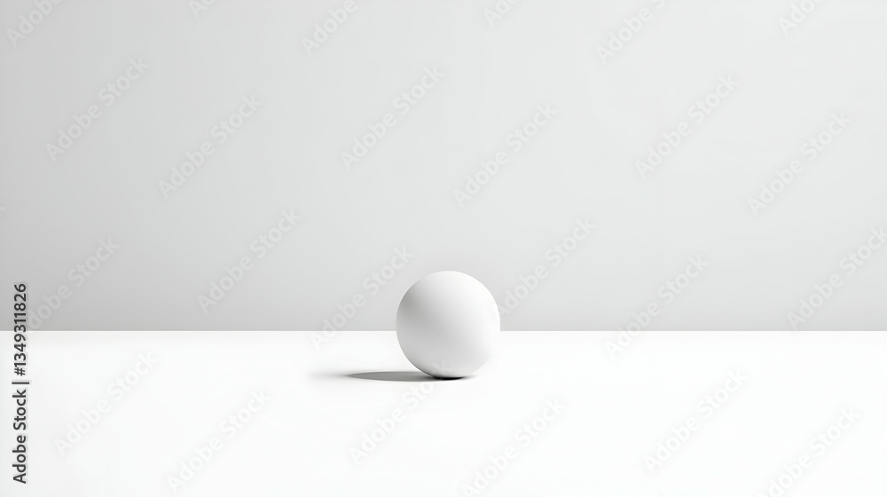 Single White Egg Centered on White Surface with Soft Shadow and Minimalist Background Single White Egg Centered on White Surface with Soft Shadow and Minimalist Background