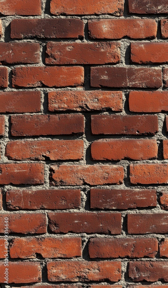 Obraz premium Close-up brick wall texture, exterior view, sunlight on aged bricks. Possible use Background, architectural design