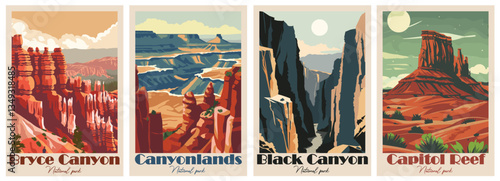 Collection Vintage National Park Posters National Park Art Prints, Nature Wall Art, and Mountain Print Travel Wall Art Living Room Bedroom Bathroom Decor.