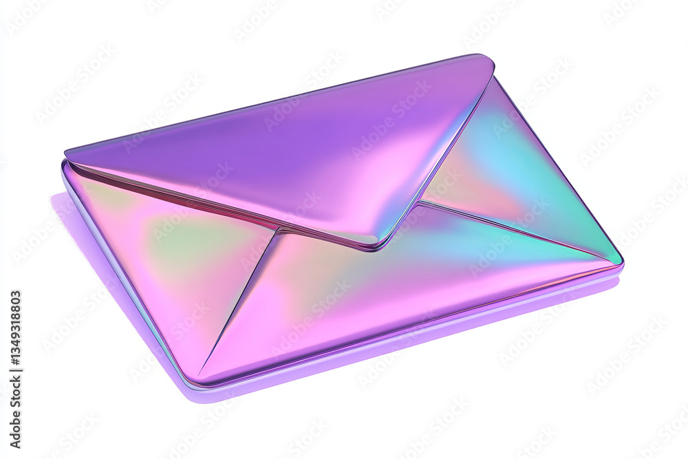 mail holographic Iridescent 3d render icon isolated on white background mail holographic Iridescent 3d render icon isolated on white background