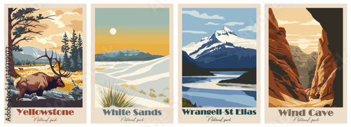 Collection Vintage National Park Posters National Park Art Prints, Nature Wall Art, and Mountain Print Travel Wall Art Living Room Bedroom Bathroom Decor.