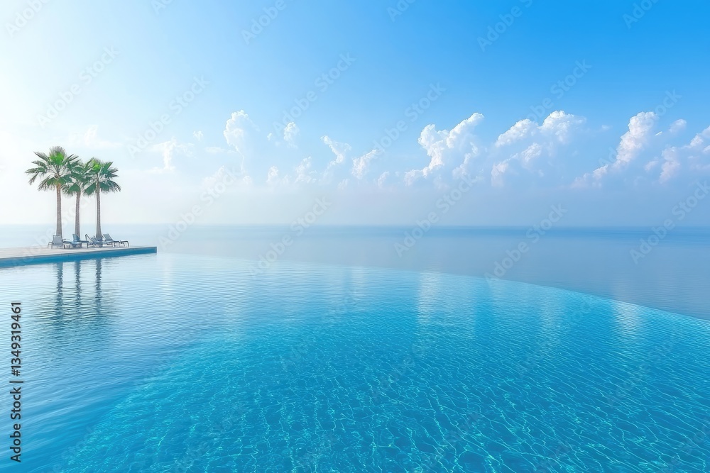 Serene infinity pool overlooking a tranquil ocean view Serene infinity pool overlooking a tranquil ocean view